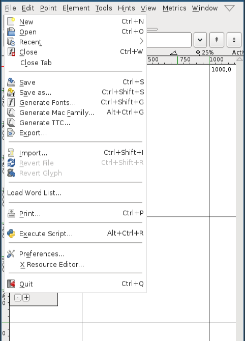 fontforge glyph editor